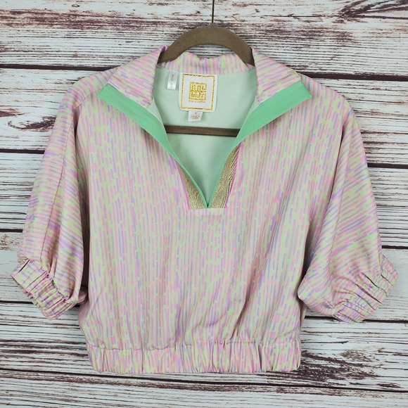 Emily McCarthy Womens Small Pastel Highlighter Stripe Poppy Crop Top        #149 - Picture 2 of 10